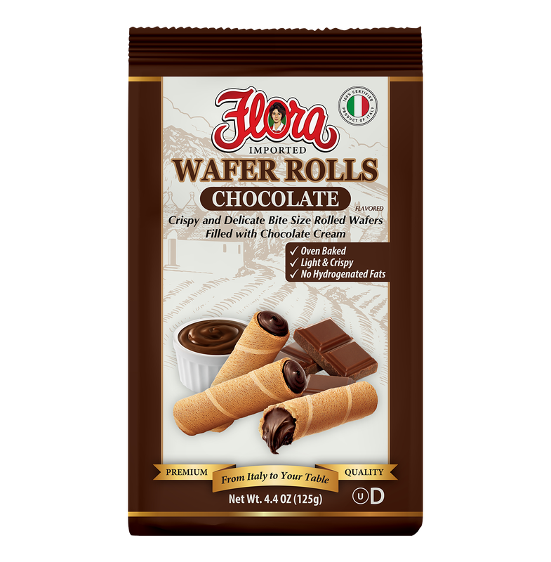 FLORA WAFERS MINI ROLL - CHOCOLATE 12X125GR