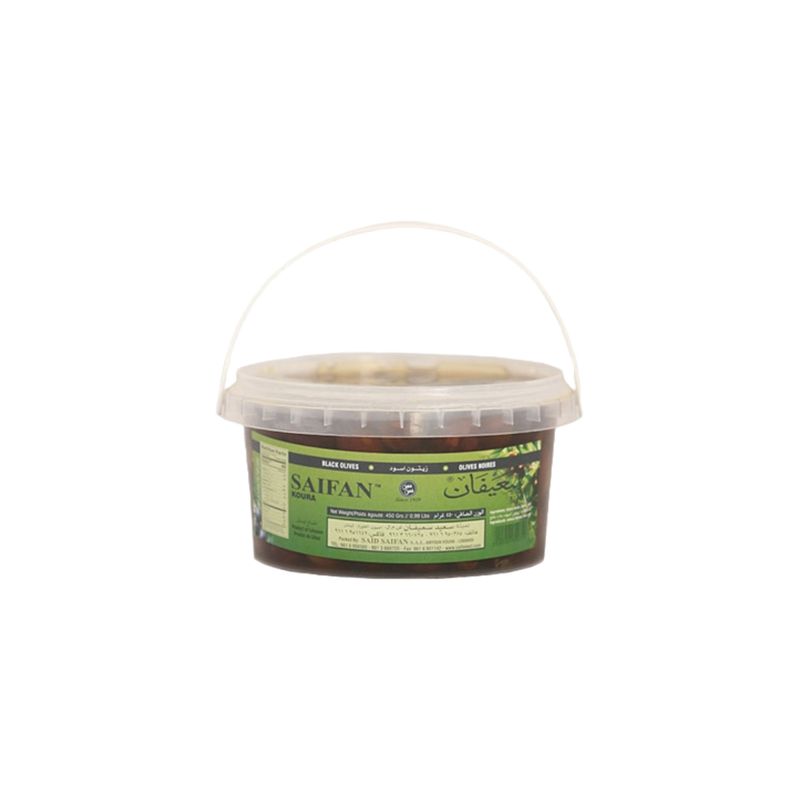 SAIFAN BLACK OLIVES W/ PITS IN BRINE 12X450G