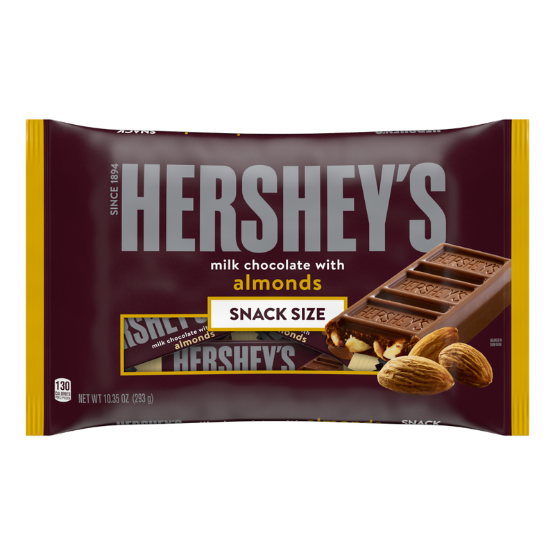 HERS. MILK CHOCOLATE W/ ALMOND SNACK SIZE 12X10.35OZ