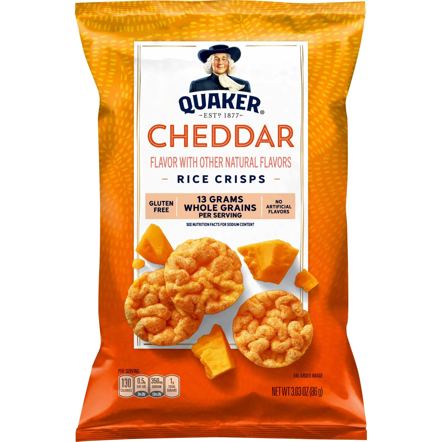 D-QUAKER CHEDDAR RICE CRISP 12X3.03OZ