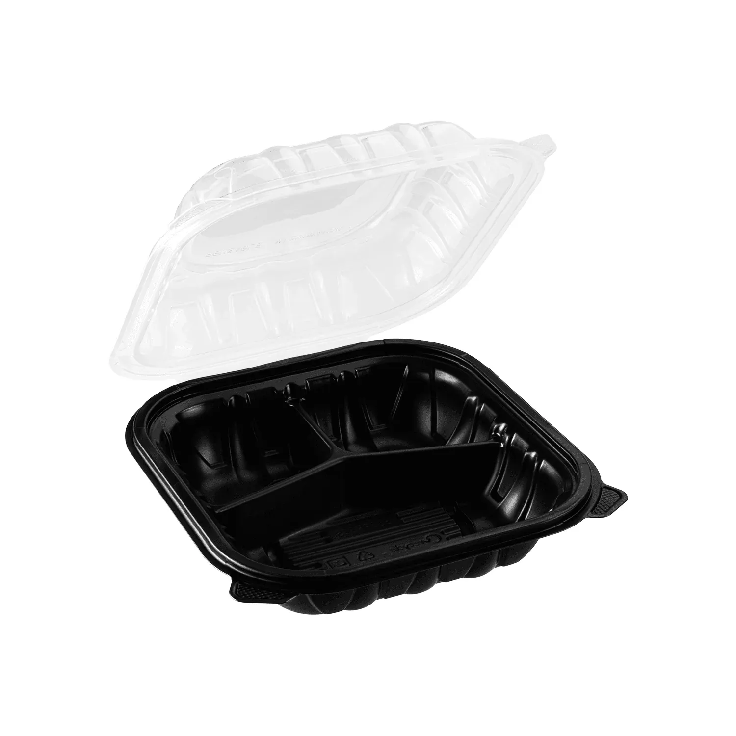 MAXIPLAST 8" 3 COMPARTMENT CONTAINER HEAVY DUTY MICROWAVEABLE VENTED CLEAR 150CT