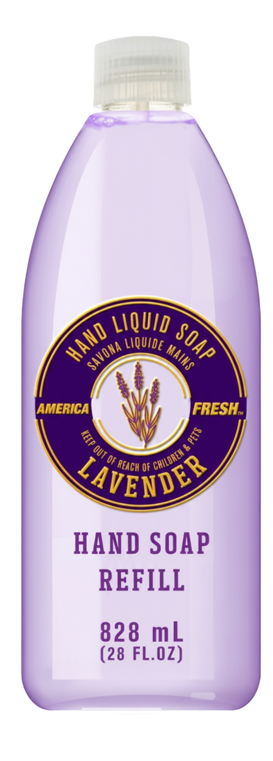 AMERICA FRESH HAND SOAP REFILL LAVENDER 12X828ML