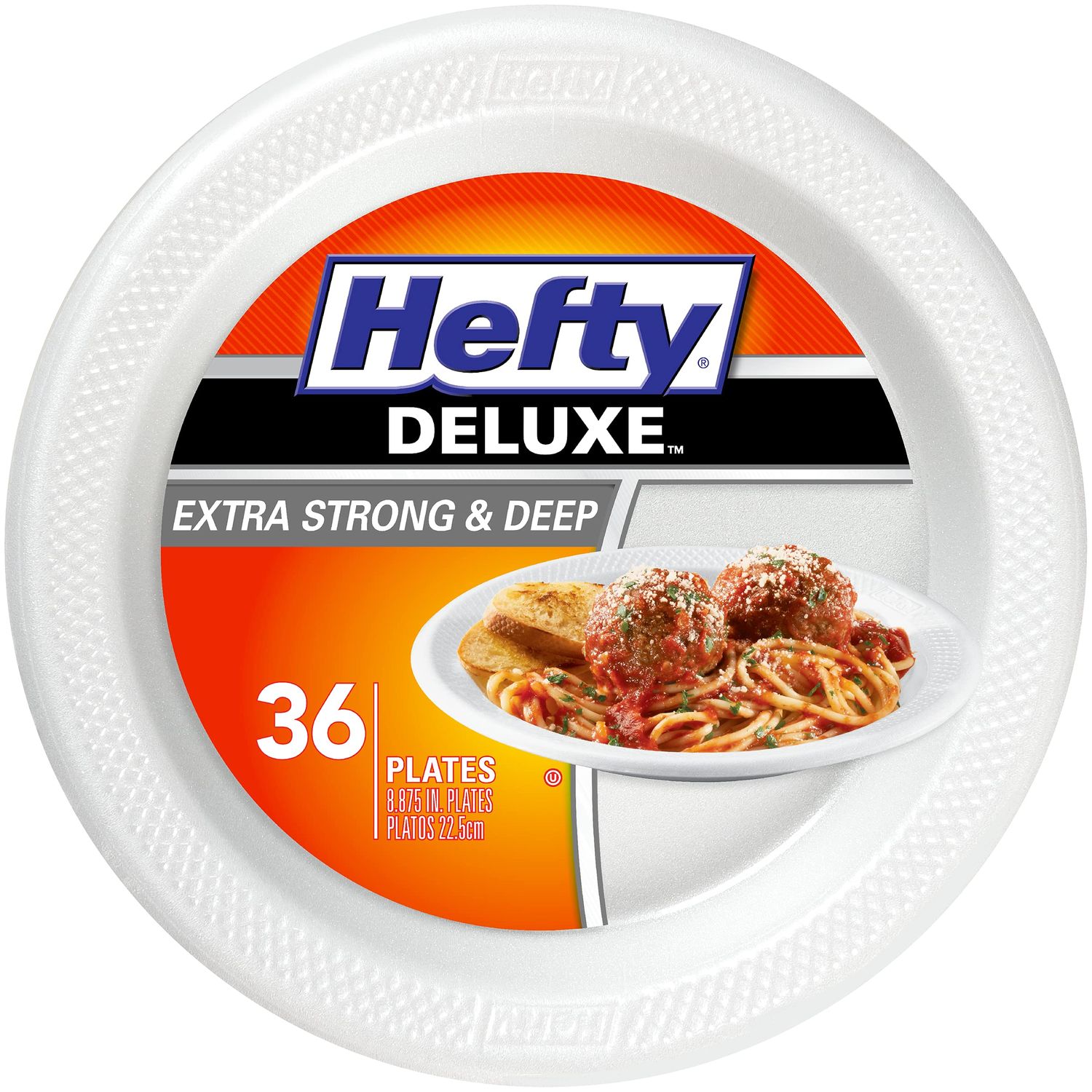 HEFTY WHITE DELUX PLATES 8 7/8" 8X36CT