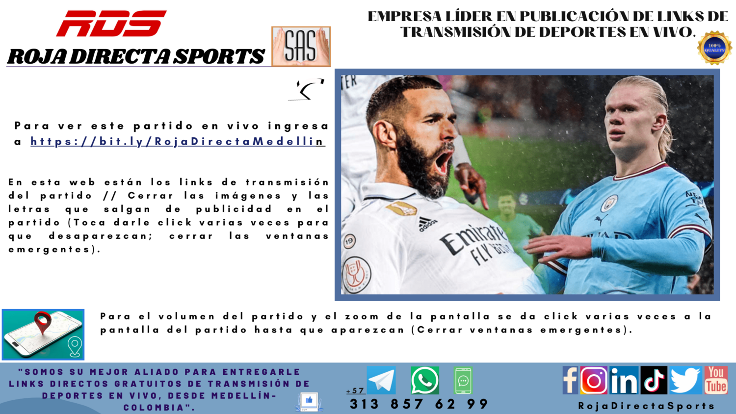 MANCHESTER CITY VS. REAL MADRID, 17 de Mayo del 2023 (Champions league). Links gratuitos de transmisión del partido en vivo de ROJA DIRECTA SPORTS S.A.S.