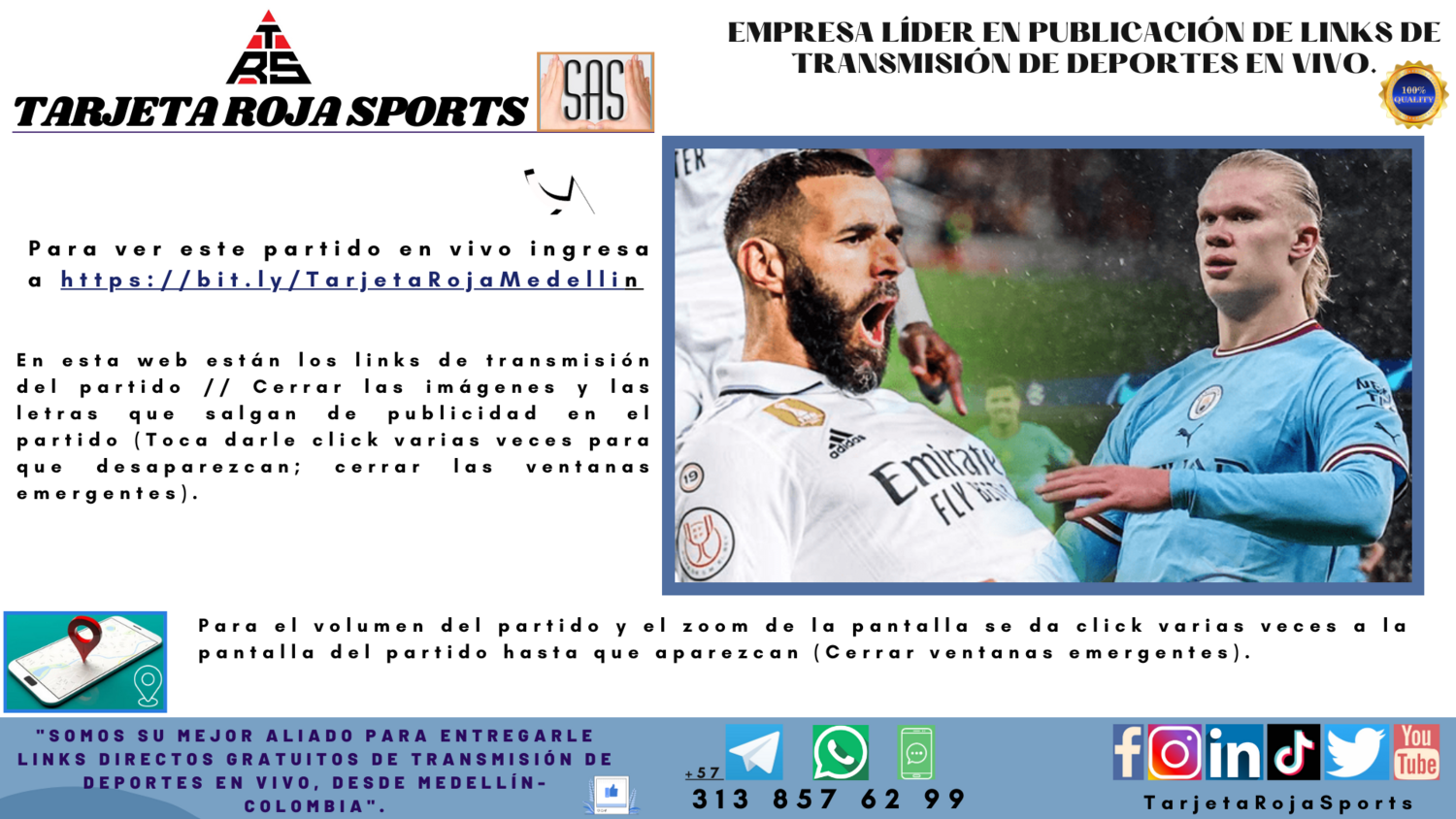 MANCHESTER CITY VS. REAL MADRID, 17 de Mayo del 2023 (Champions league). Links gratuitos de transmisión del partido en vivo de TARJETA ROJA SPORTS S.A.S.