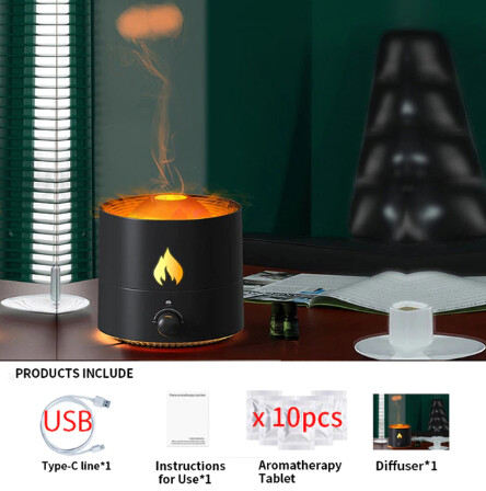 Portable Volcanic Flame Diffuser Air Humidifier