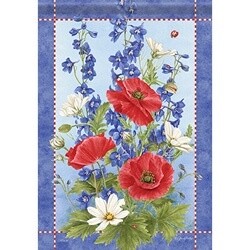 GARDEN FLAG DELPHINIUMS AND POPPIES