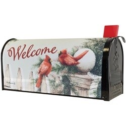 CARDINALS AND PINE MAILBOX COVER