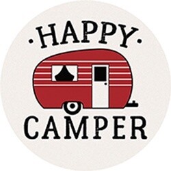 CAR COASTER B&amp;W HAPPY CAMPER
