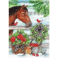 CHRISTMAS HORSE DURASOFT GARDEN FLAG