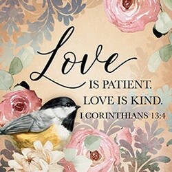 4&quot; SQUARE COASTER LOVE IS PATIENT