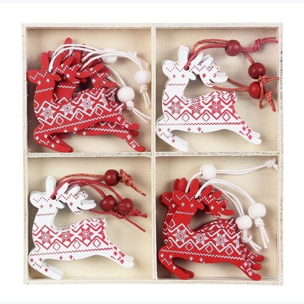 12PC REINDEER ORNAMENT SET