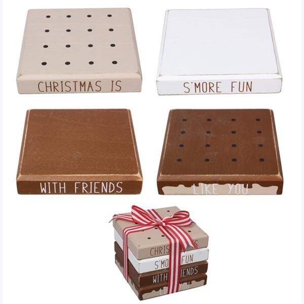 WOOD SMORES COASTER SET