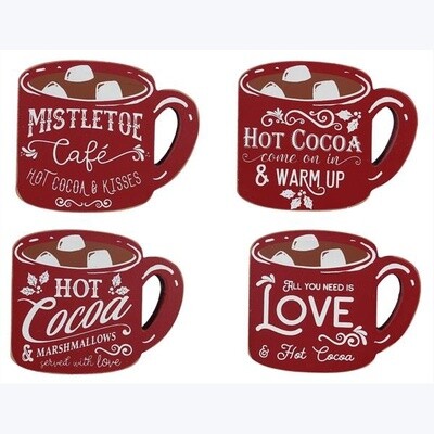 WOOD COCOA MUG DECOR