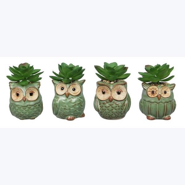STONEWARE OWL SUCCLENT PLANTER
