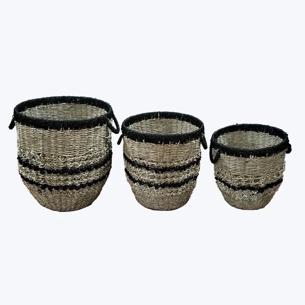 SEAGRASS NATURAL AND BLACK BASKET