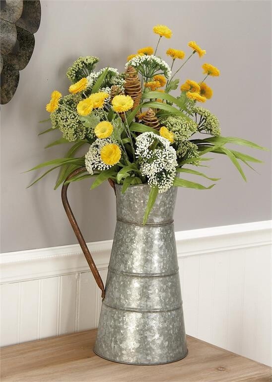 METAL GALVANIZED WATERING JUG  10&quot;W, 16&quot;H