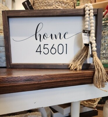 HANDMADE ZIP CODE 45601 SIGN