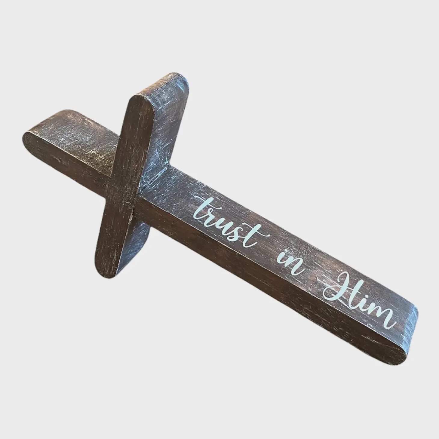 HANDMADE CROSS - TRUST IN HIM, Colour: BROWN