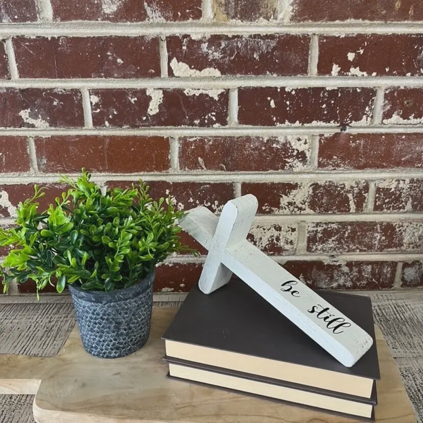 HANDMADE CROSS - BE STILL, Colour: WHITE