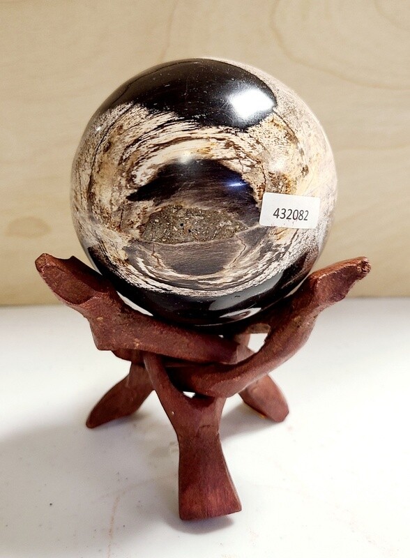 SM. PETRIFIED WOOD SPHERE