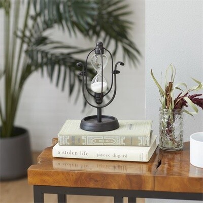 BLACK METAL HOURGLASS SAND TIMER