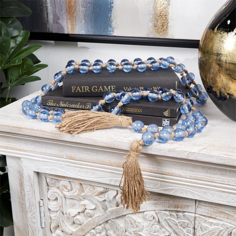 GLASS HANDMADE ROUND LONG BEADED GARLAND 87&quot;