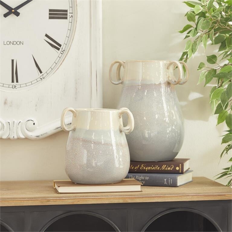 SET OF 2 - 4 HANDLE CERAMIC SOLD AS A SET