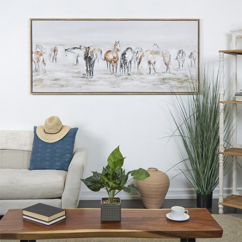 CANVAS HORSE WALL ART W/ GOLD FOIL ACCENTS