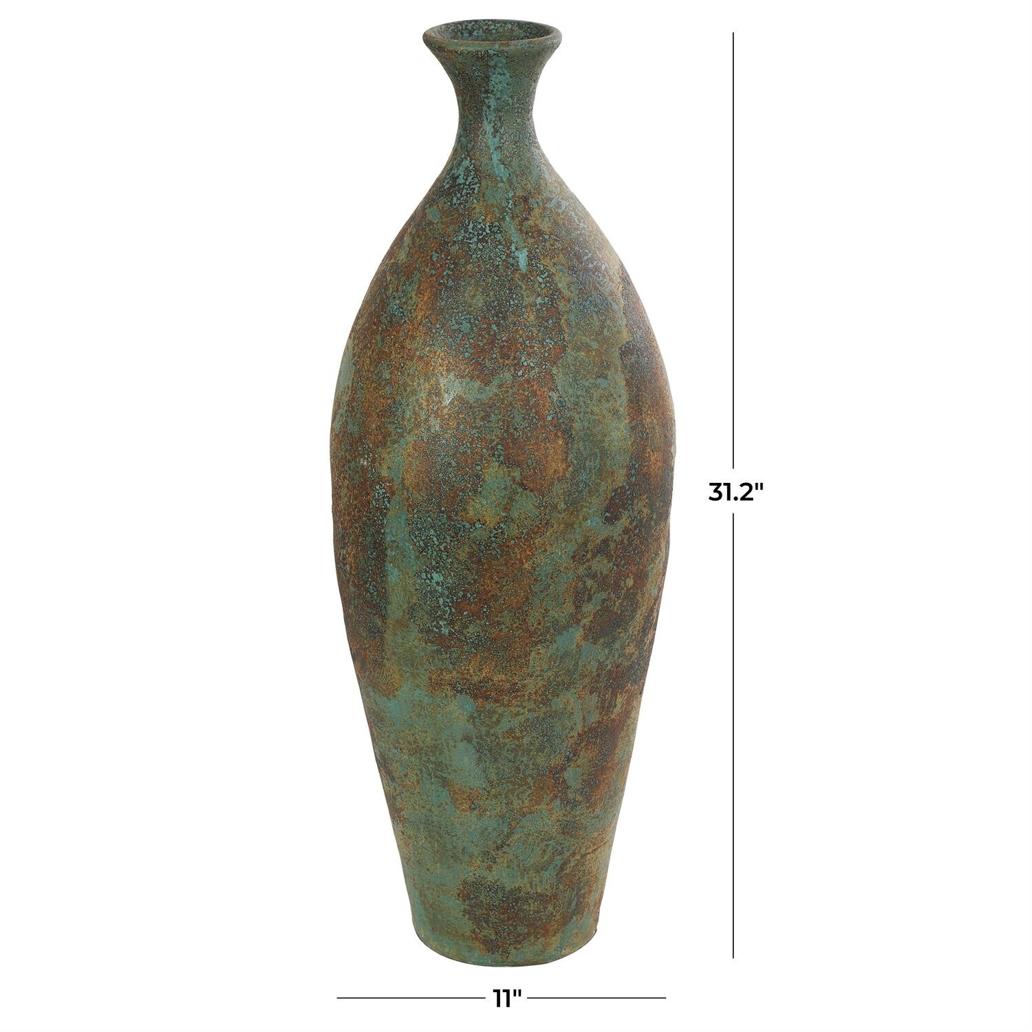 GREEN DISTRESSED POTTERY VASE 31&quot;