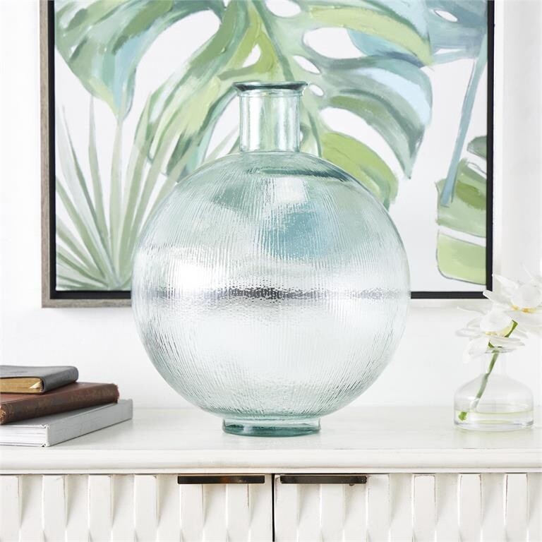 CLEAR SPANISH RECYCLED RIBBED VASE