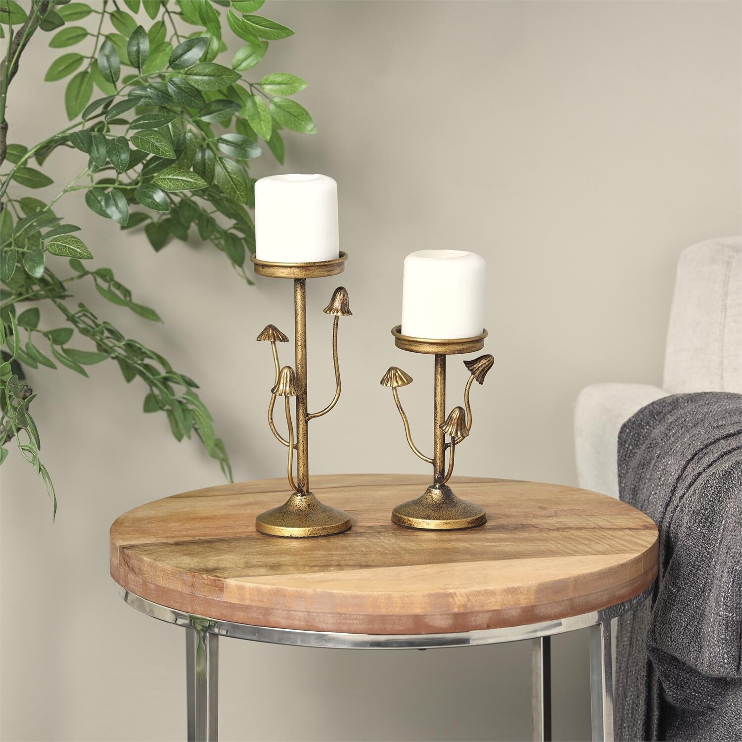 GOLD MUSHROOM CANDLE HOLDER, Size: SM