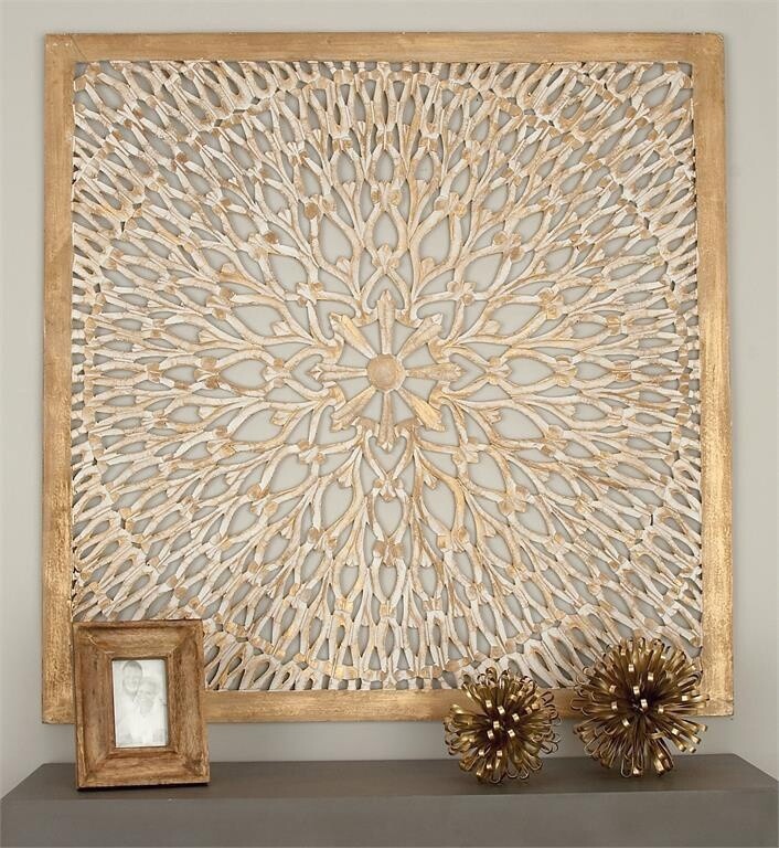 INTRICATELY CARVED WOOD MANDALA