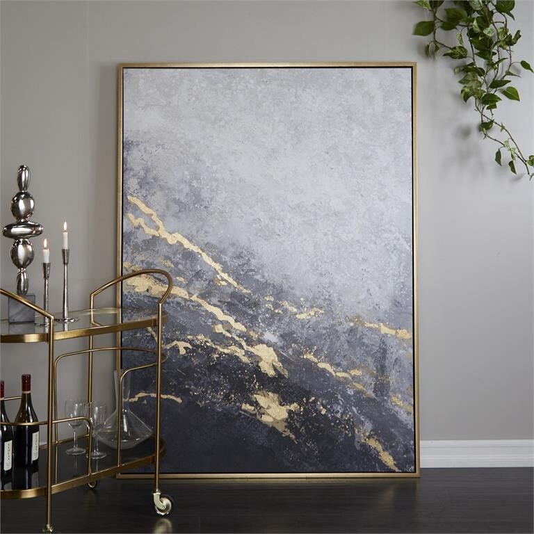 GOLD GRAY GEODE CANVAS WALL ART