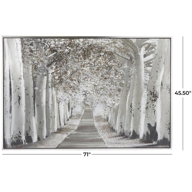 WHITE CANVAS LANDSCAPE TREES FRAMED ART