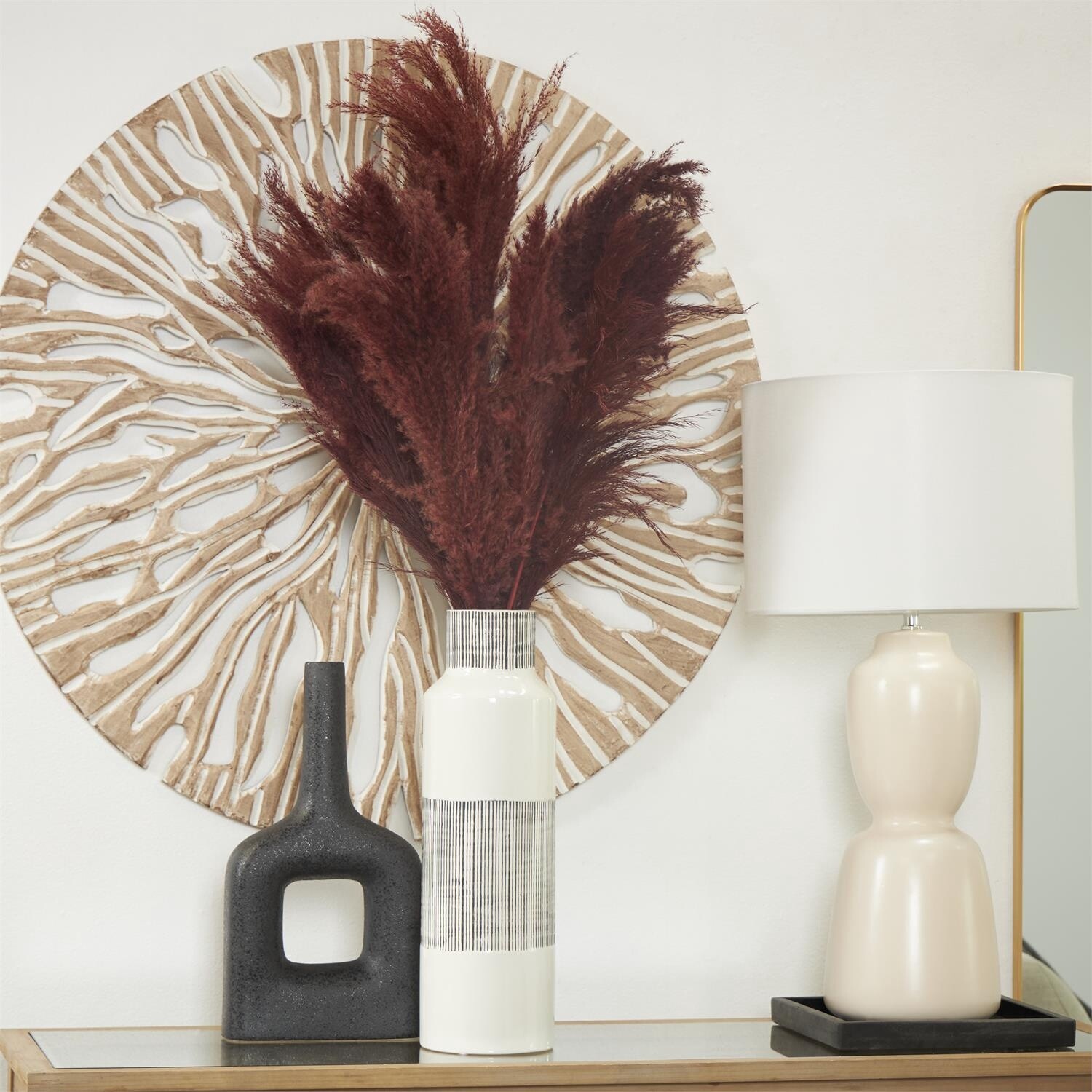 DRIED PLANT PAMPAS LONG STEM 35&quot;, Colour: RED