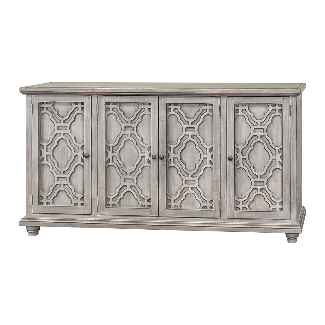 72&quot; CALAIS CURIO 4 DOORS CASTELLO GRAY W/SIERRA BROWN TOP