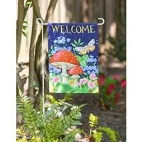 WELCOME MUSHROOM GARDEN FLAG