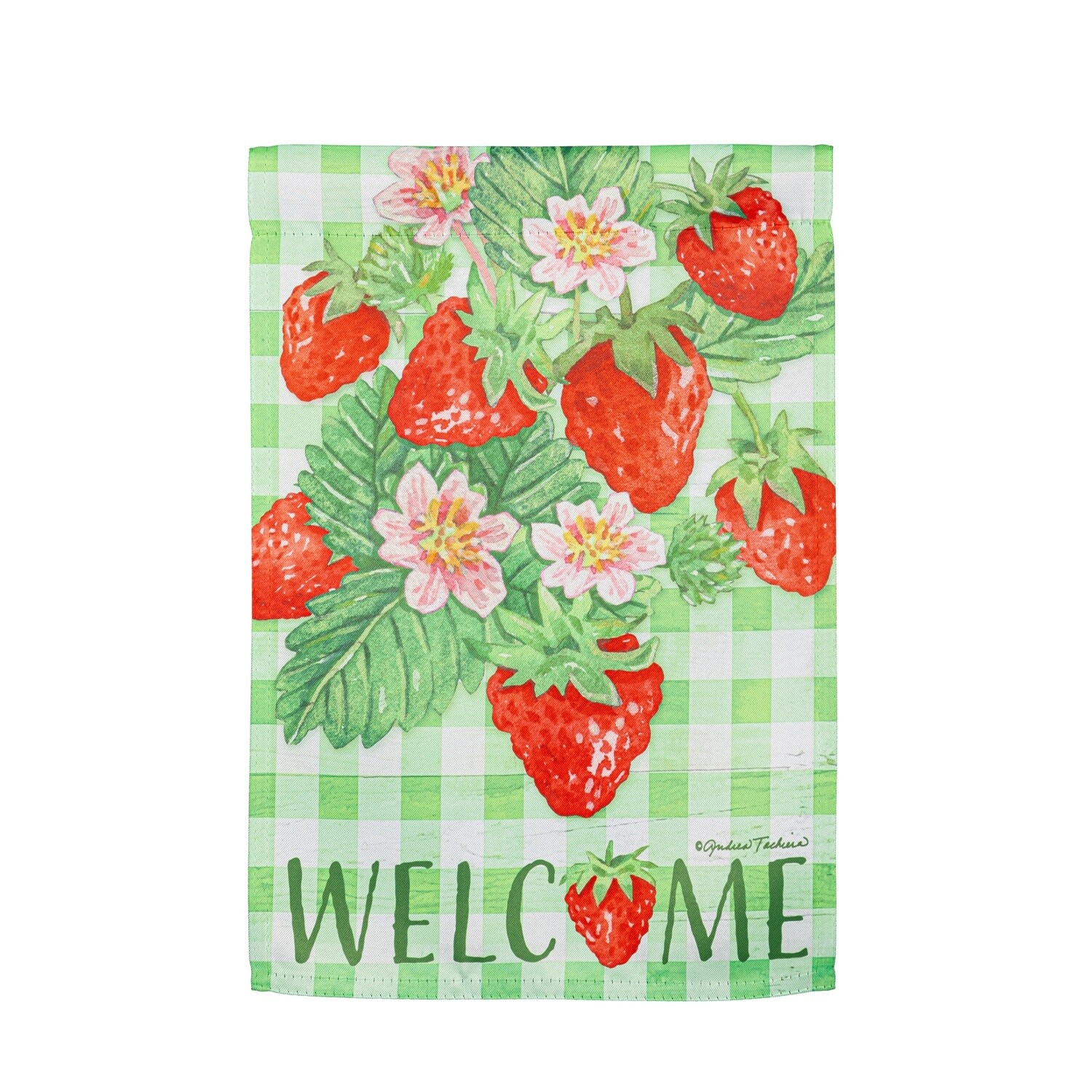 STRAWBERRY PICKING GARDEN FLAG