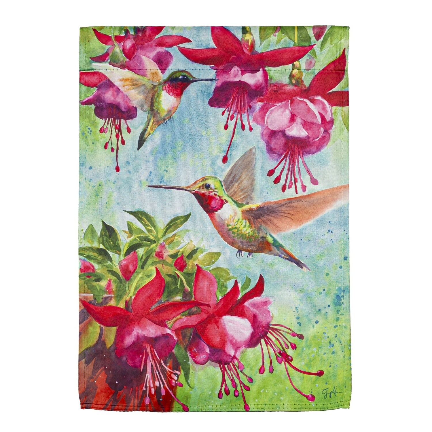 FUCHSIA HUMMINBIRD GARDEN FLAG