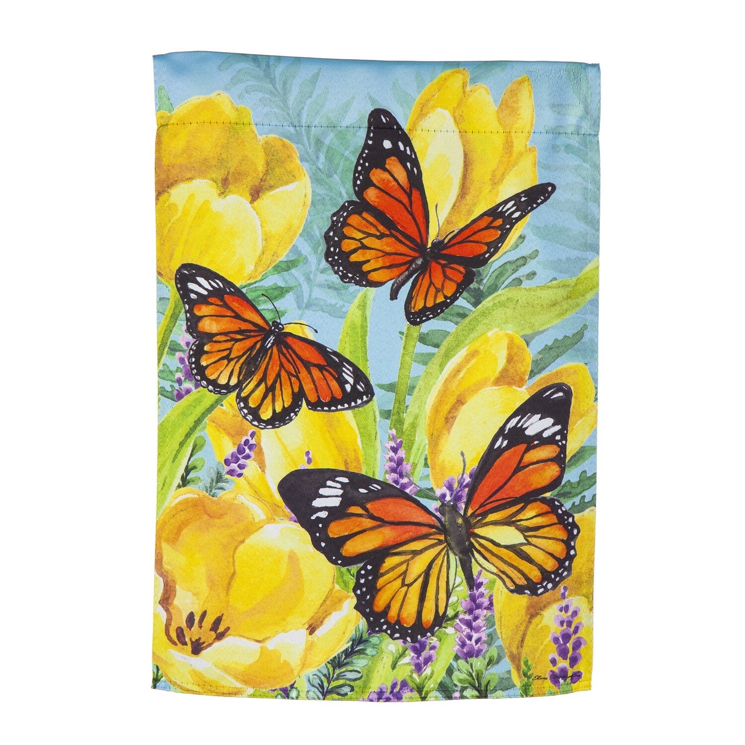 TULIP AND BUTTERFLY GARDEN FLAG