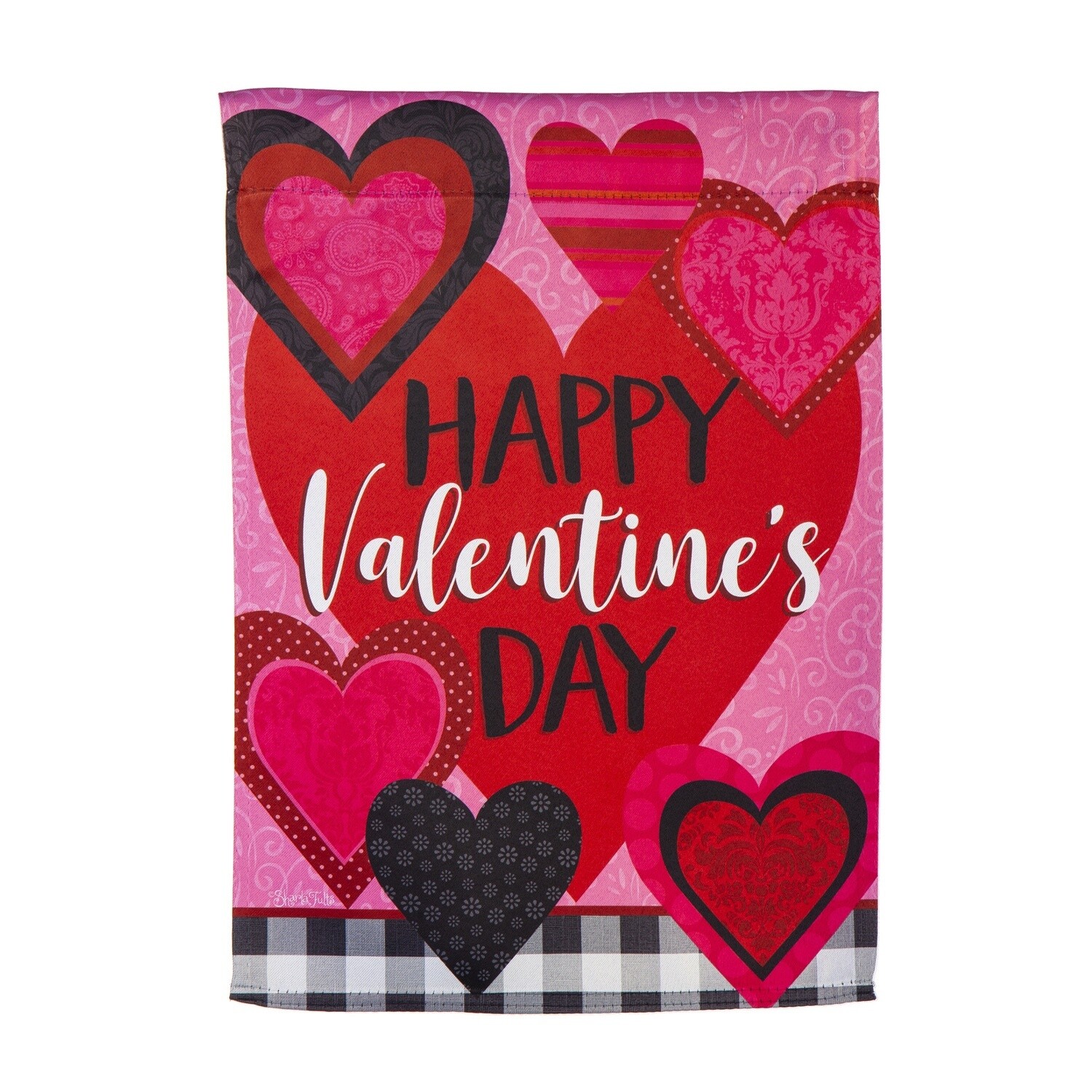 PATTERNED VALENTINE HEARTS GARDEN FLAG