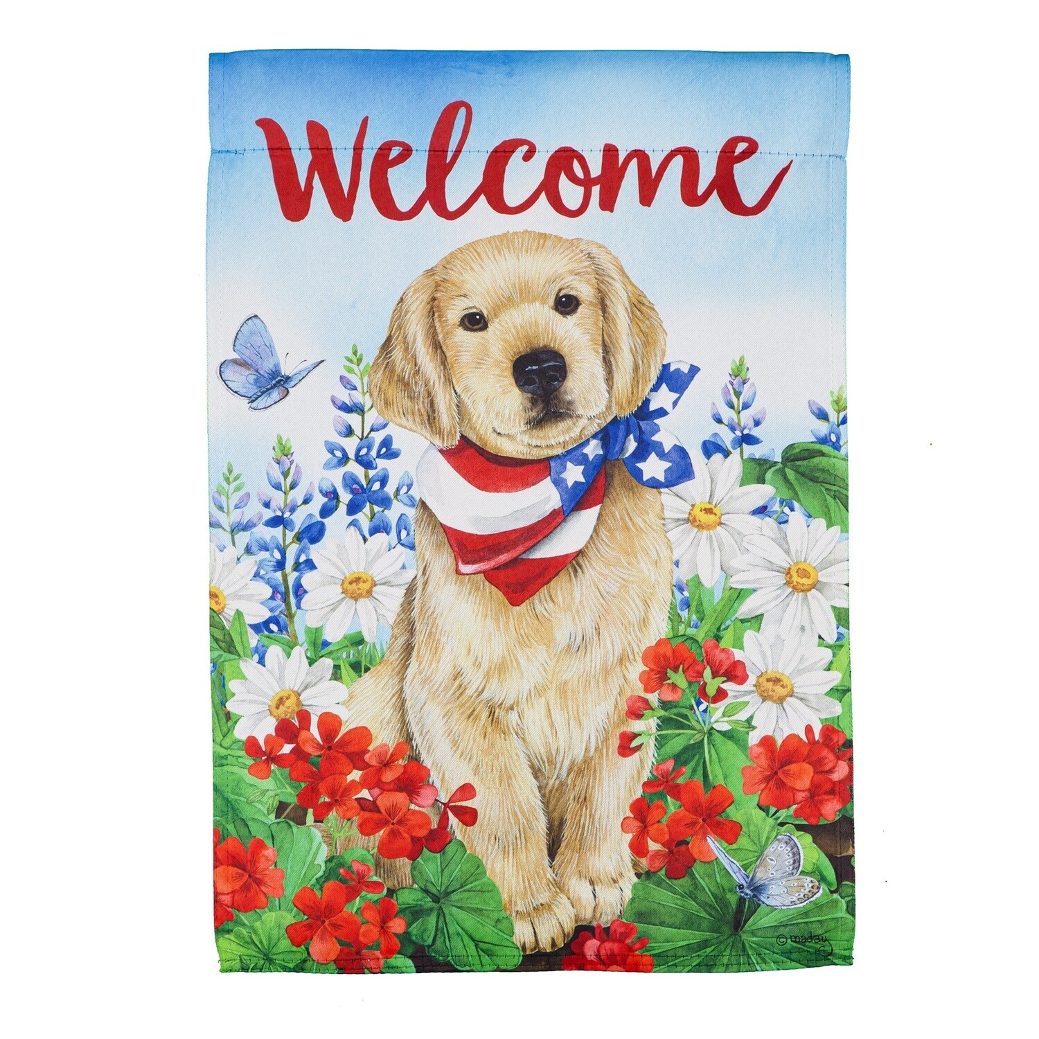 DOG W/PATRIOTIC BANDANA GARDEN FLAG