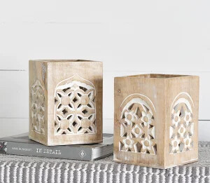 WHITEWASH WOOD PEN HOLDER