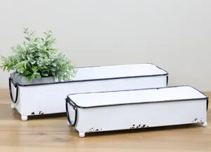 WHITE ENAMEL RECTANGLE BIN