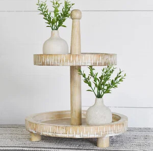 2 TIER NOTCHED WOOD RISER