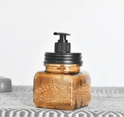AMBER GLASS SOAP PUMP