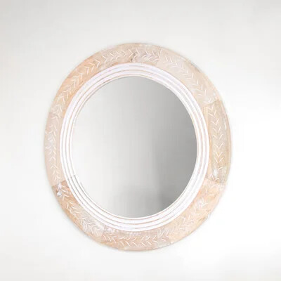 24&quot; ARROW PATTERN CARVED ROUND MIRROR