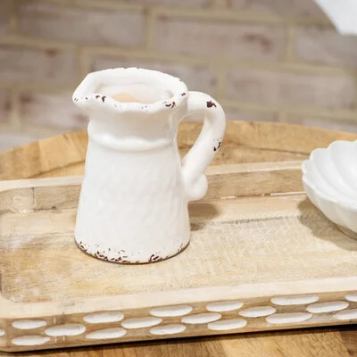 5&quot; WHITE POTTERY PITCHER