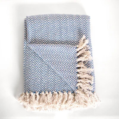 48&quot; X 60&quot; BLUE STRIPE THROW